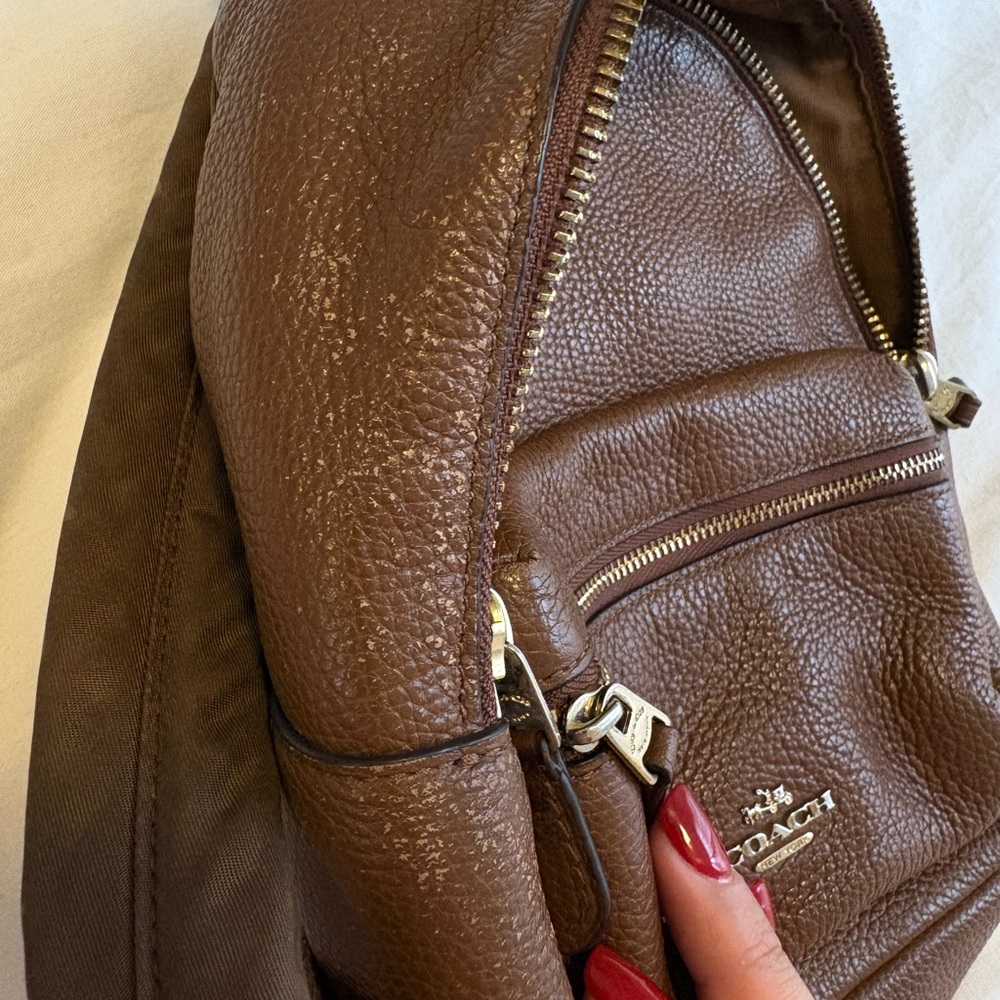 Coach Brown Pebbled Leather Mini Backpack with Gold Hardware - Picture 6 of 9